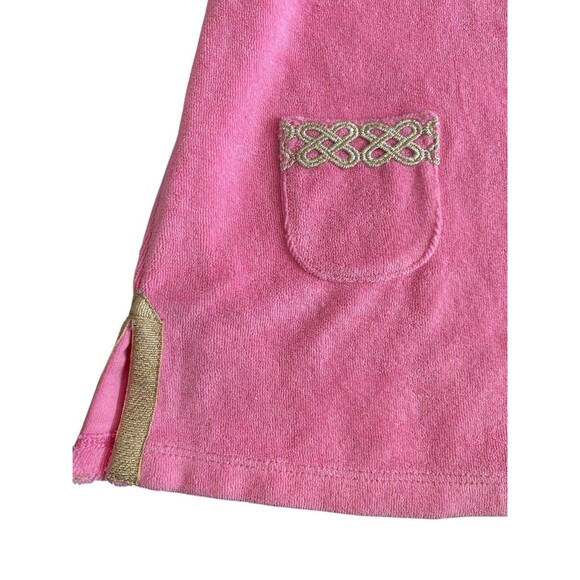 Janie and Jack Pink Terry Swim Cover Up 6–12M Gold Trim Pockets Sleeveless - Picture 2 of 6